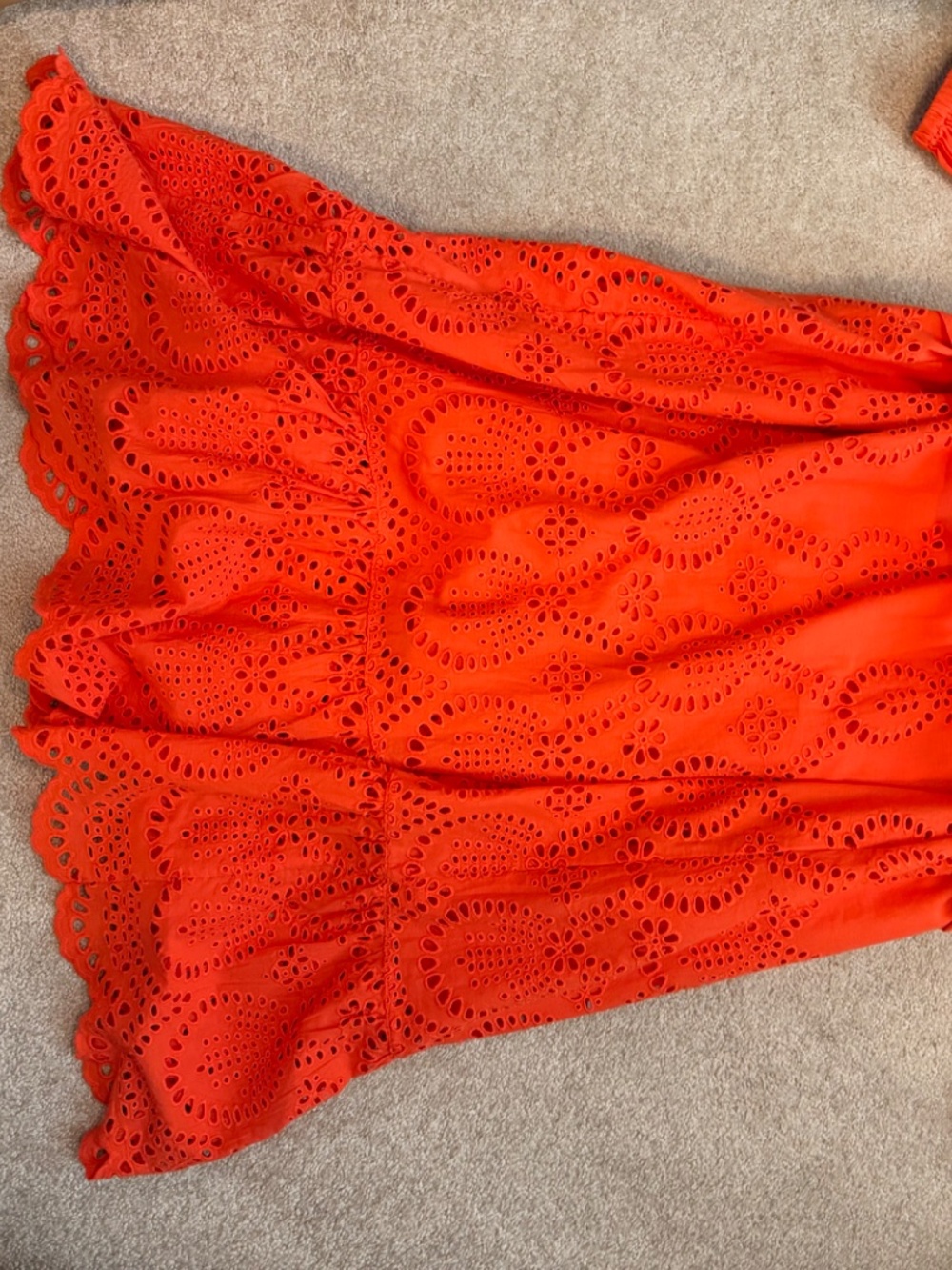 Ann Mashburn Cotton Linen Poppy Orange Red Eyelet Dress Size XL - Picture 7 of 7